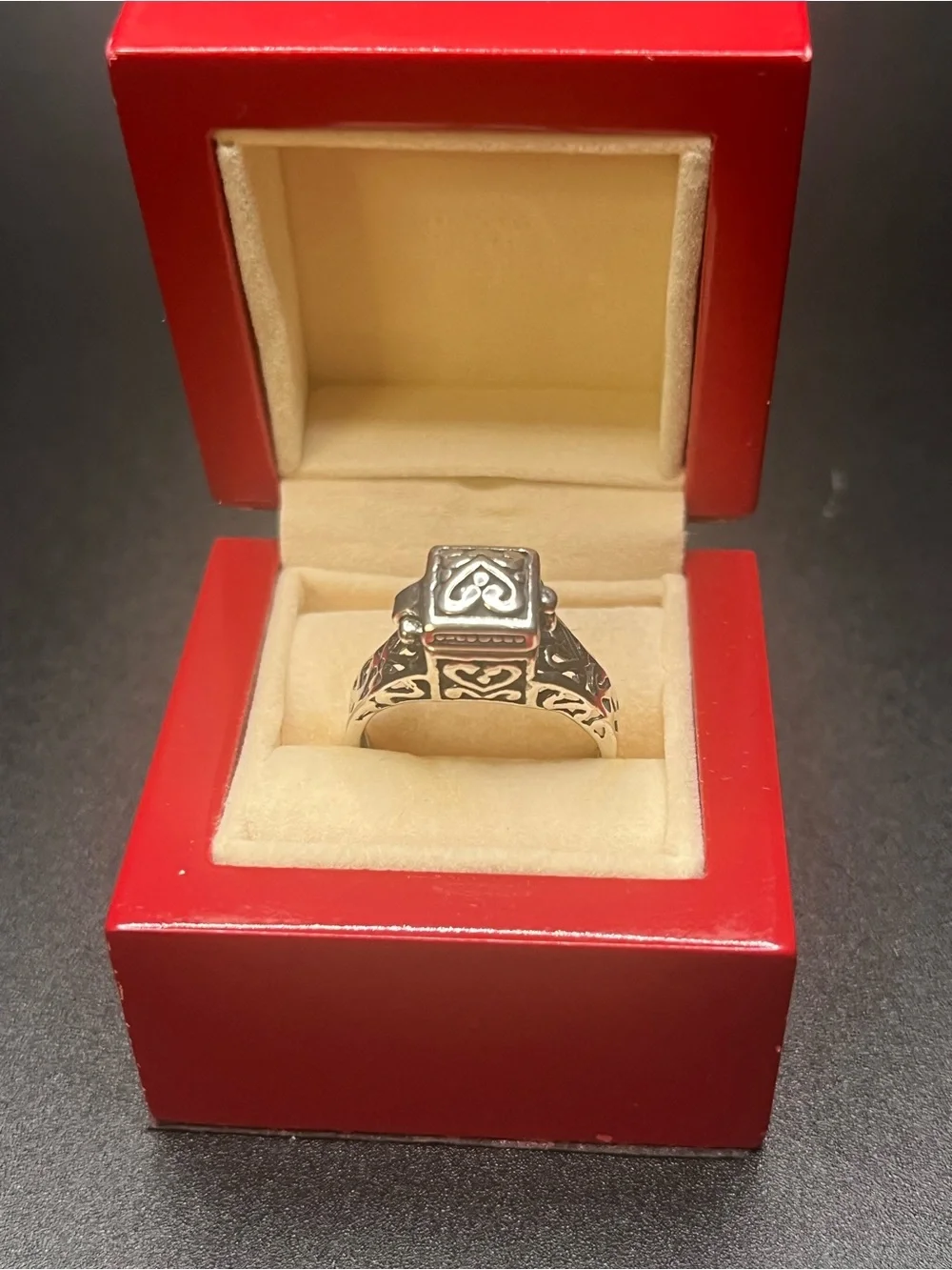 Sterling Silver Poison Ring Secret Compartment Hinged Size 8